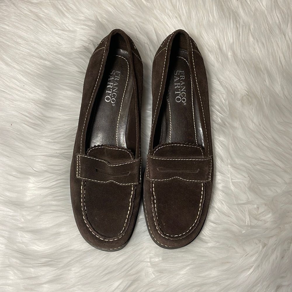 Franco Sarto brown suede loafers